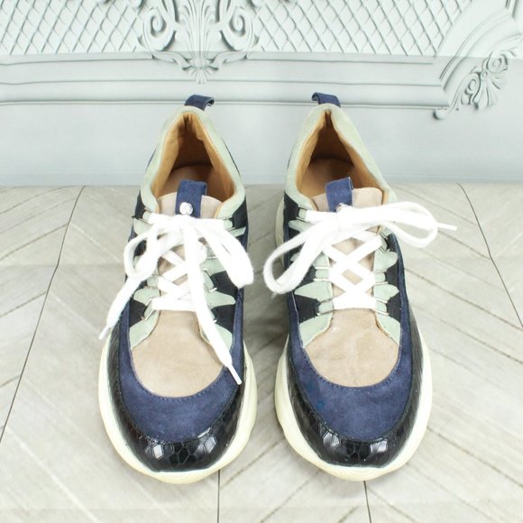 AQUATALIA Blue Leather & Suede Waterproof Lace-up Sneaker Shoes Size 7.5 - Picture 4 of 9